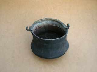 Old Antique Primitive Bowl Bucket Vessel Hand Wrought Copper Ottoman Era 19th.
