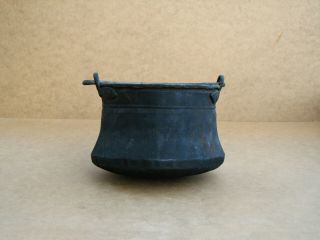 Old Antique Primitive Bowl Bucket Vessel Hand Wrought Copper Ottoman Era 19th. 2