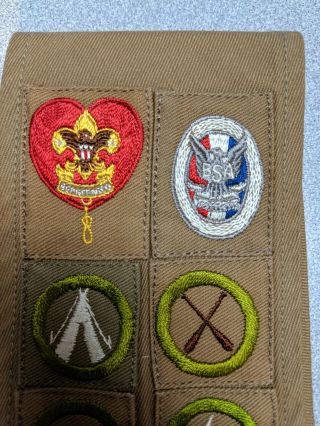 1920 ' s merit badge sash 13 merit badges,  Eagle Scout and Life Scout Boy Scout 2