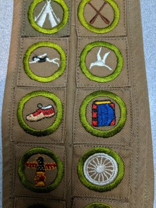 1920 ' s merit badge sash 13 merit badges,  Eagle Scout and Life Scout Boy Scout 3