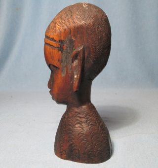 Vintage Hand Carved Wood Female Bust Tribal Sculpture Statue