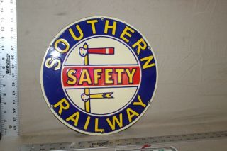 Rare Southern Railway Safety Rr Cross Dealer Porcelain Metal Sign Gas Oil Farm