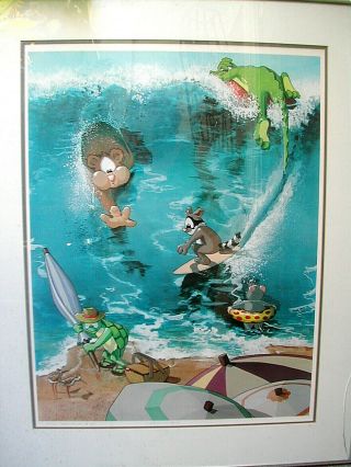 Vtg Robert Marble 1987 " Day At The Beach " Art Litho (18 " X 24 ") Lt.  Ed 481/850