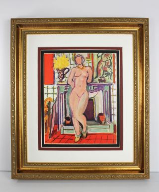 1937 Matisse Signed Vintage Print " Nude Standing By The Fireplace " Framed