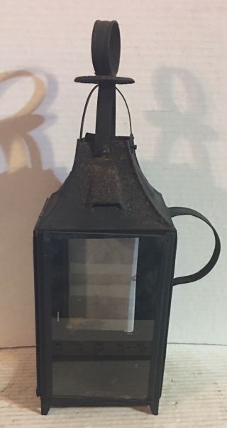 Antique Candle Lantern 19th Century Tin 3 Glass Window AAFA Primitive 2