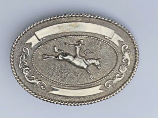 Award By Para Creations Western Rodeo Cowboy Silver Tone Rider Belt Buckle
