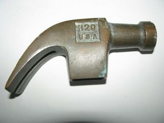 Brass Or Berlynium Claw Hammer H20 Made In Usa Non Spark Ordnance Plant