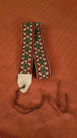 Vintage Ace Red Stained Glass Late 1960’s Guitar Strap Rare