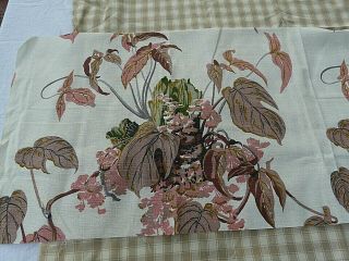 Vintage Pink Tropical Floral Bark Cloth Fabric 18 " X 46 " Remnant 4 Available