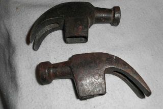 2 Old Antique Vintage One Pound Claw Hammer Heads
