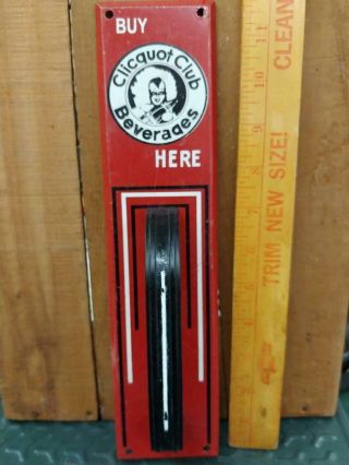 1950s Vintage Clicquot Club Tin Litho Door Pull Sign W/ Bakelite Handle - 12x3