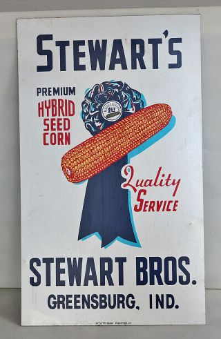 1950s Stewart Hybrid Corn Feed Sign Farm