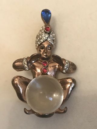 Rare Sterling Coro Craft Sterling " Jelly Belly Pegasus Genie " Gold Washed
