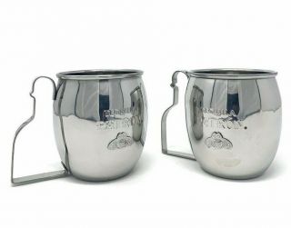2 Patron Tequila Moscow Mule Cups Stainless Steel / Chrome Bee Mug Collectible