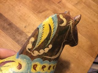 9.  5” Antique Primitive Carved Wood Dala Horse Vintage Early Split Ear Not Dipped