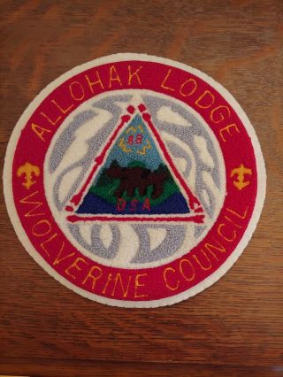 Boy Scout Bsa Oa Allohak Lodge 88 Wolverine Council Chenille Jacket Back Patch