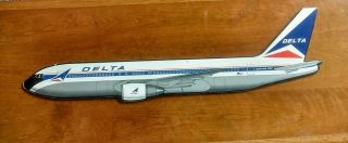 1980 ' s Vintage Aviation Advertising Delta Airlines Boeing 767 Die Cut Sign 2