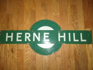 Southern Railway Of England " Herne Hill " Porcelain Sign