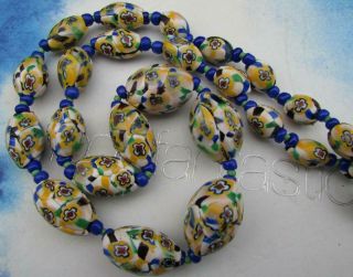 Art Deco Venetian Matched Millefiori Glass Beads Necklace