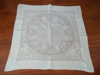 Vtg White Tablecloth 37 x 36 