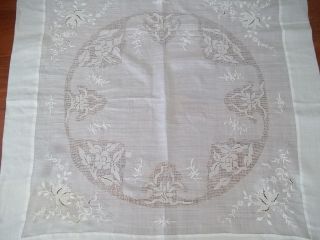 Vtg White Tablecloth 37 x 36 