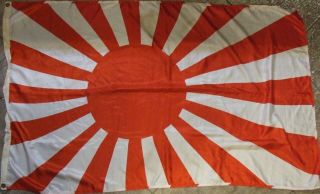 Vintage Japanese Imperial Navy Rising Sun Silk Flag 35 " X 58 "