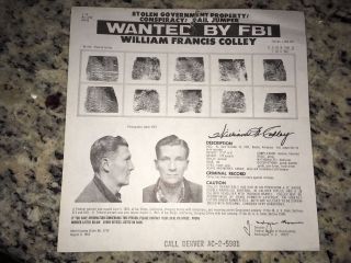 California Minutemen,  Possible Zodiac Killer William Colley Fbi Wanted Poster
