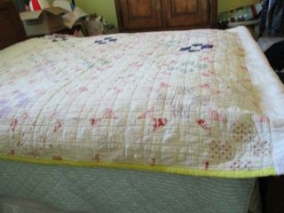 Vintage handmade quilt 82 X 66 old pattern unknown needs TLC or cutter 2