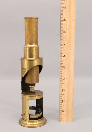 19thc Antique English J.  H.  Steward 406 Strand Brass Martin Type Drum Microscope