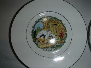 Vintage 3 little pigs plates Walt Disney Faiencerie D ' onnaing France 6 total :) 2