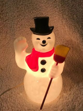 Vintage Mid Century Hard Plastic Light Up Snowman