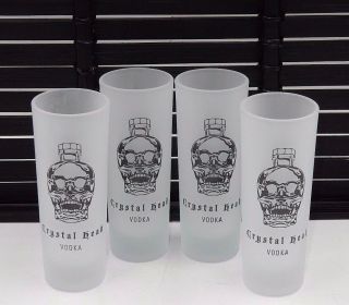& Rare Set Of 4 Crystal Head Vodka Frosted Shot Glasses Dan Aykroyd Promo
