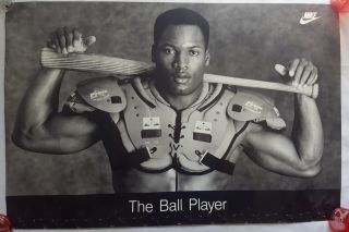 Rare Vintage Bo Jackson Poster " The Ball Player " 24x36 " Nike Nfl (1988)