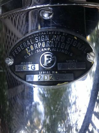 Estate Vintage Federal Sign And Signal 12V Model 66g Fire,  Police Siren Ex 2