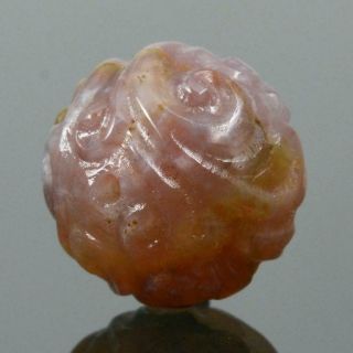15.  18 Mm Carved Natural Agatized Fossil Coral Bead Round 4.  22 G Handmade