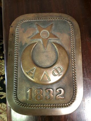Antique Bronze Yale Alpha Delta Phi Fraternity Plaque