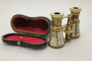 Victorian Lemaire Mother Of Pearl Opera Glasses Binoculars In Case Made In Paris
