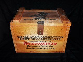 Vintage Winchester Wood Ammo Ammunition Box Small Arms Shot Gun Cartridge -