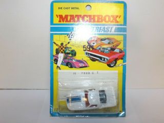Matchbox Trans.  S/f No.  41 - A Ford Gt White Body,  Aqua Base,  Mi 1971 Blister Pack
