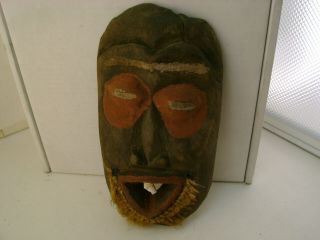 Ceremonial Wood Mask With A Broken Tooth Life Size Handmade Tribal Mask