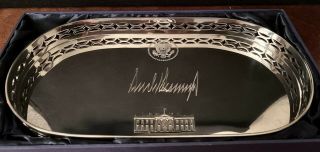 Large White House President Donald J.  Trump Presidential Seal Pewter Dish/tray