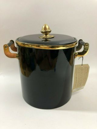 Georges Briard Mid Century Modern Black And Gold Brass And Vinyl Ice Bucket