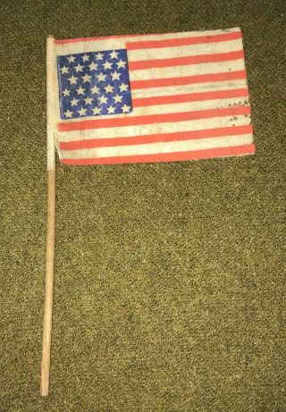Very Rare Small Antique 27 Star American United States Parade Stick Flag