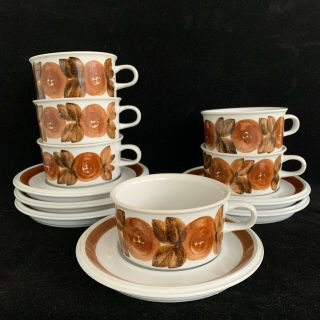 Vintage Set Of 6 Arabia Rosmarin Ulla Procope Coffee/tea Cups & Saucers Signed