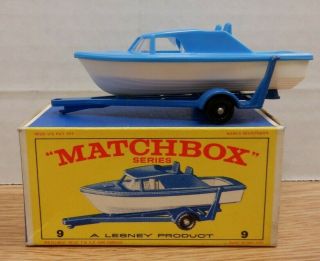 Lesney Matchbox 9 Cabin Cruiser And Trailer Die - Cast W/ Box 110519dbt