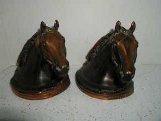 Vintage Gladys Brown Dodge Inc.  Horse Head Bookends With Copper Tone Finish