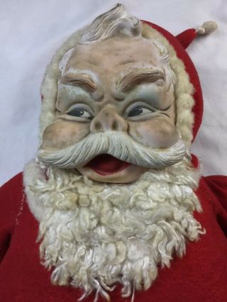 Vtg Creepy RUSHTON CO Rubber Face Plush Santa Claus Doll Xmas Figure 20” Tall 2
