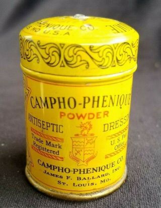 Old Advertising Medicine Tin Campho - Phenique Antiseptic Powder Ballard St Louis