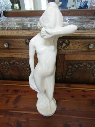 Vintage Ceramic Art Statue - Nude Woman Figurine - Signed Kathy Klein 1982 - 24 "