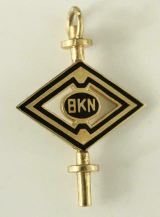 Vintage Estate Jewelry 10k Gold Beta Kappa Nu Fraternity Key Pendant 1957 Miller
